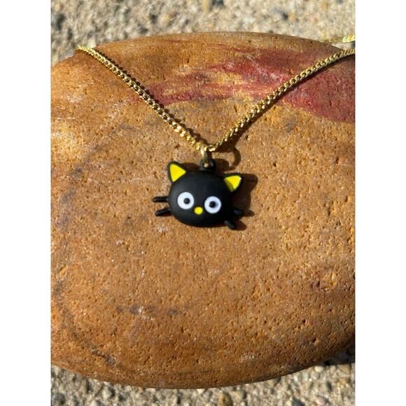 Whimsy Necklace:  Gold Plated Mini Mushroom, Blue Sneaker, Black Kitty.  Unique! - Picture 12 of 16
